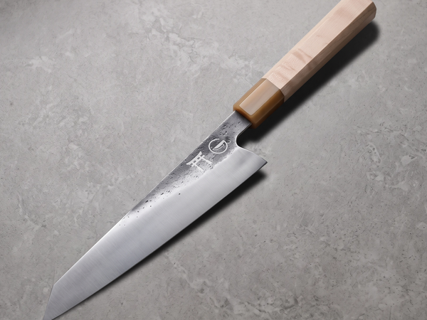 Torii 9-inch kiritsuke with hand-forged high carbon blade and angled k-tip