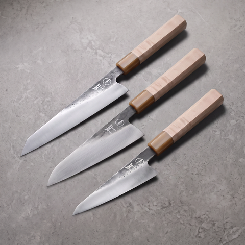 Torii Three Gates Set, a hand-forged 3 piece knife set in 7Cr17MoV high carbon steel