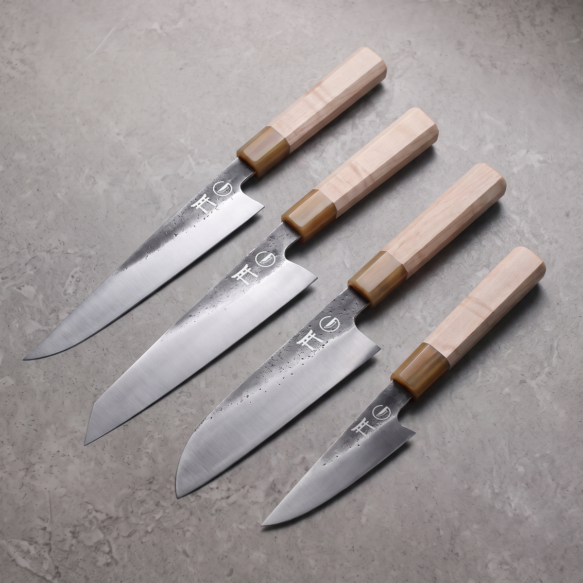 Torii Four Gates Set, a hand-forged 4 piece knife set in 7Cr17MoV high carbon steel