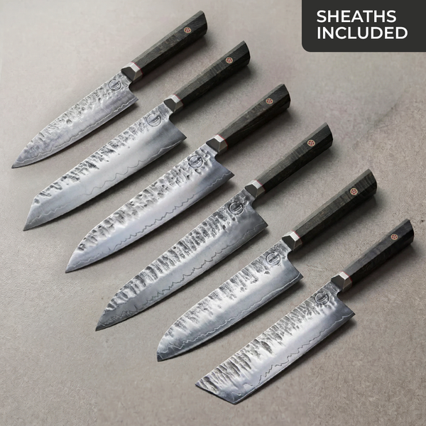 Bara Forge Signature Six: 6 piece knife set with octagonal burl wood handles