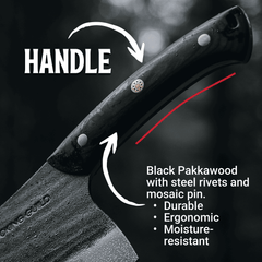 Full view of the Kaiju 8-inch Bone Crusher cleaver blade and handle