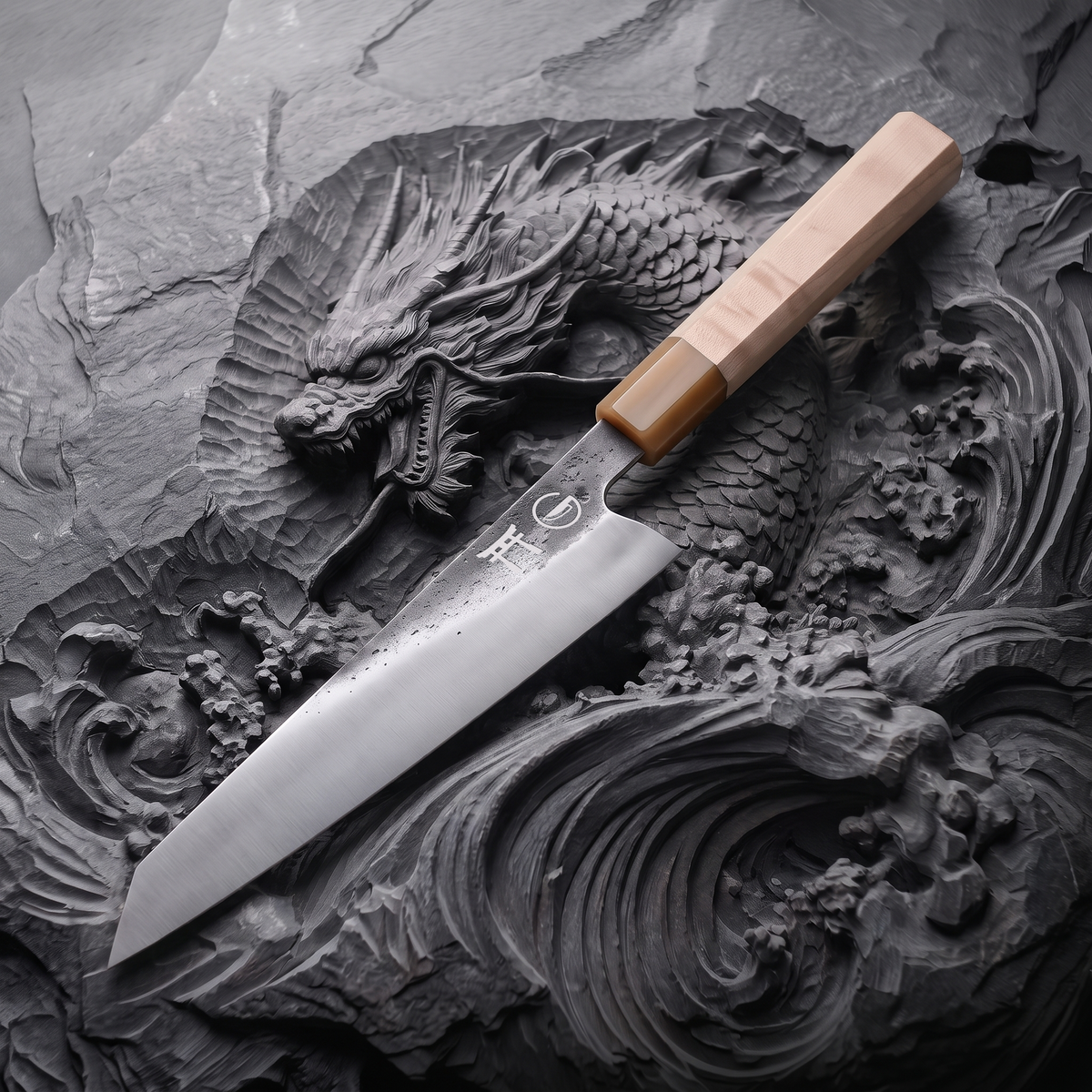 Torii Three Gates Set 3 piece knife set, hand-forged 7Cr17MoV high carbon blade detail