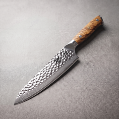 Silver Dynasty 8-inch chef knife in 67-layer mirror-polished Damascus steel
