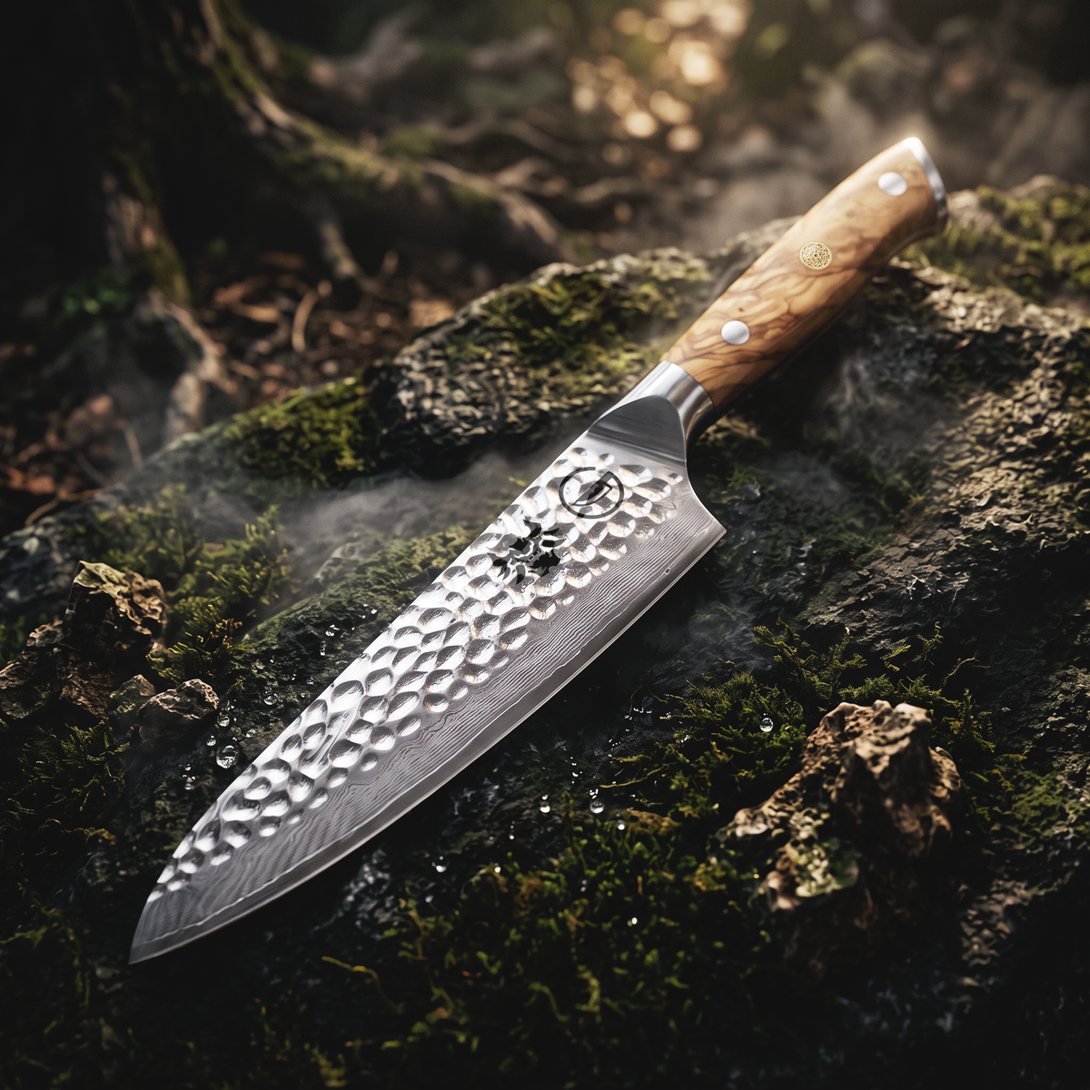 Silver Dynasty 8 inch chef knife in hand