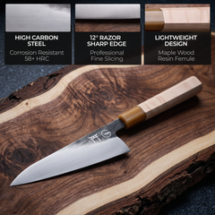 Torii 7-inch chef knife blade profile, hand-forged 7Cr17MoV high carbon steel