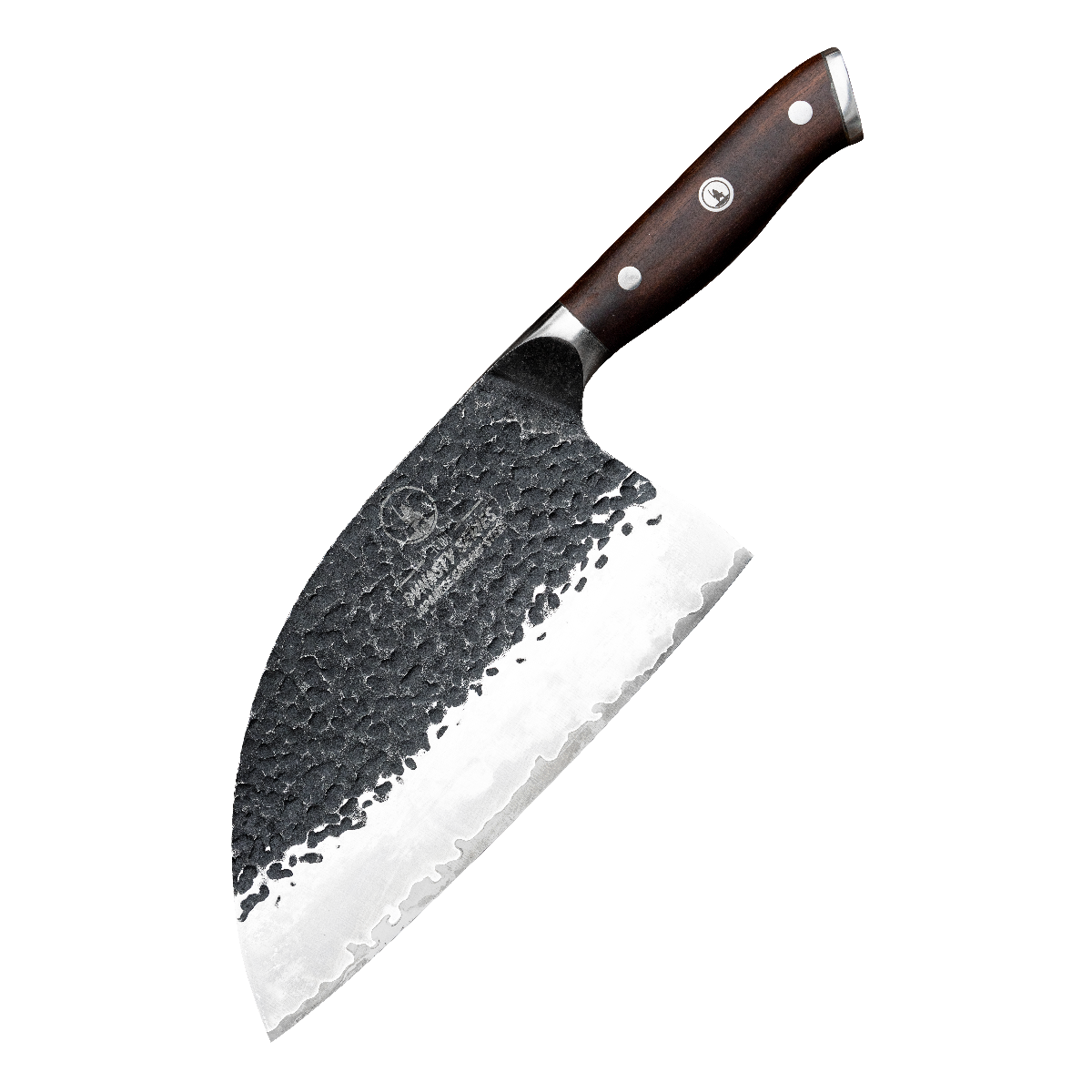Serbian cleaver blade profile showing the tall forged san mai edge