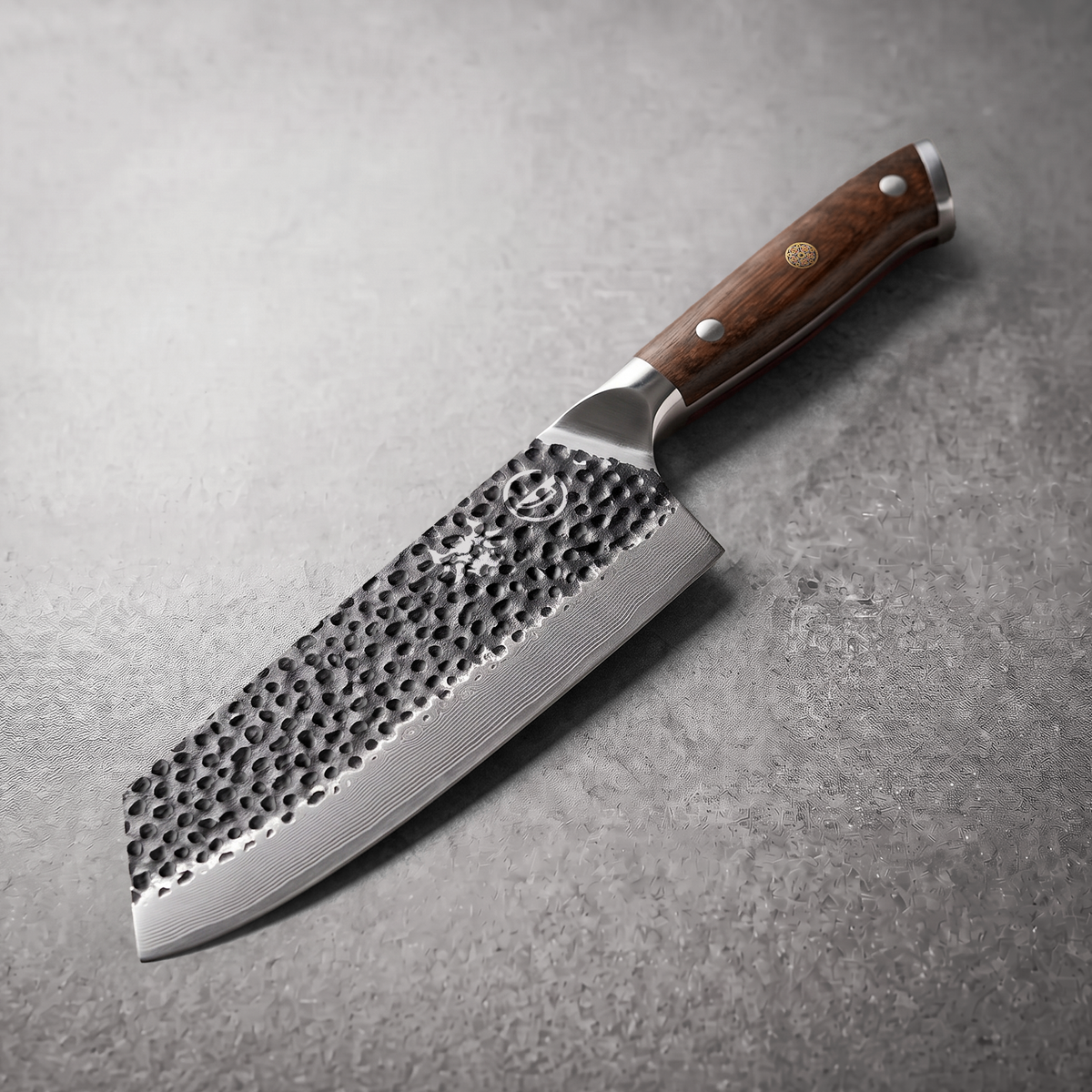 Damascus Dynasty 7.5-inch meat cleaver, black forged 67-layer Damascus with black walnut handle