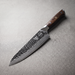 Damascus Dynasty 8-inch chef knife with 67-layer Damascus blade and black walnut handle