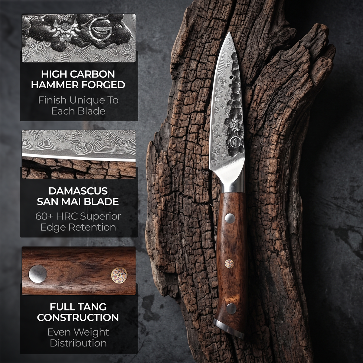 Damascus Dynasty 4" Paring Knife - TheCookingGuild