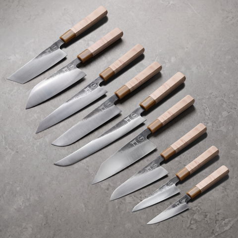 Torii Nine Gates Set, the complete 9 piece knife set in hand-forged 7Cr17MoV high carbon steel
