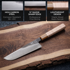 Torii Series blade profile from the Gyuto & Utility 2 piece knife set, hand-forged steel