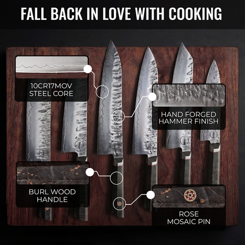 Bara Forge Signature Six knife set with matching wooden saya sheaths