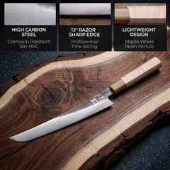 Torii Nine Gates Set sujihiki slicer, hand-forged 7Cr17MoV high carbon blade