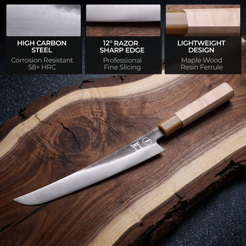 Torii Nine Gates Set sujihiki slicer, hand-forged 7Cr17MoV high carbon blade