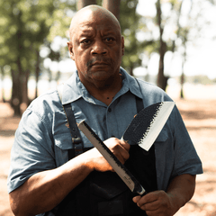 Dynasty Series 8-inch chef knife blade and handle detail