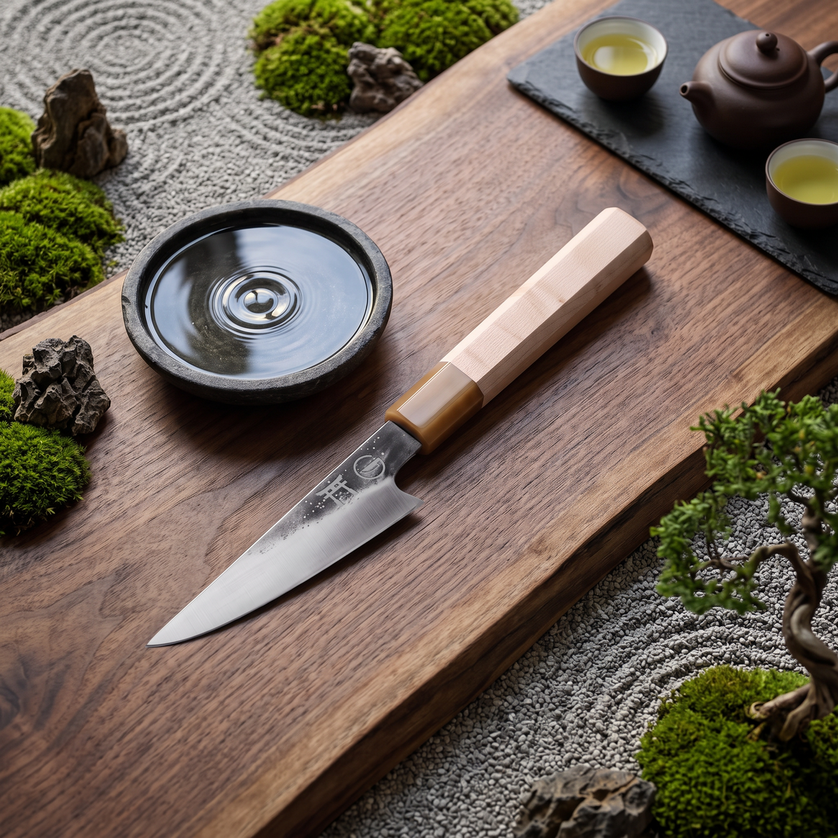 Torii Series utility knife, hand-forged 7Cr17MoV high carbon steel with octagonal maple wa-handle