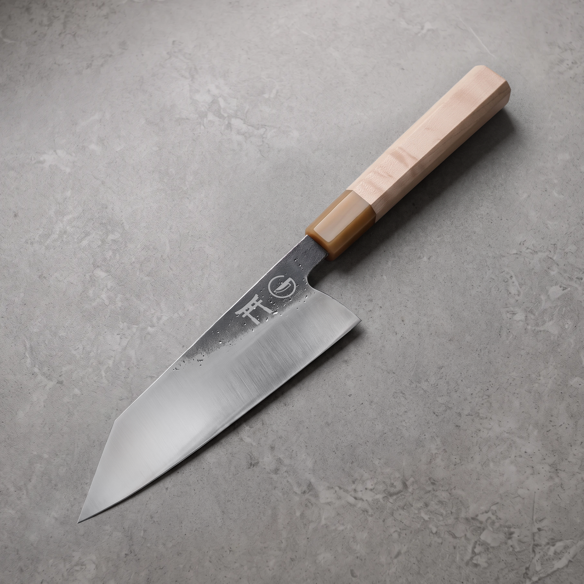 Torii 8" Bunka — hand-forged 7Cr17MoV steel, octagonal maple wa-handle