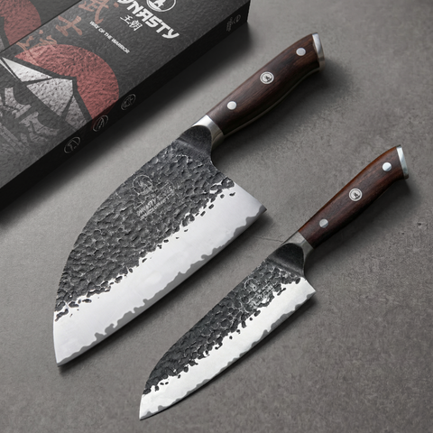 Dynasty Series Samurai two-piece knife set - hand-forged San Mai blades with AUS-10 high carbon cores
