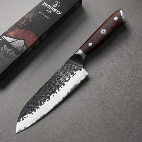 Dynasty Series santoku knife - hand-forged San Mai blade with an AUS-10 high carbon core and rosewood full tang handle